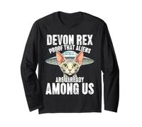 Devon Rex Proof that Aliens are Already Among Us Funny Cat Long Sleeve T-Shirt