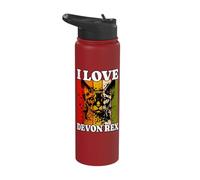 Devon Rex Retro I Love Devon Rex Stainless Steel Insulated Water Bottle