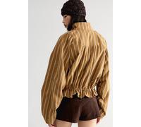 Devon Striped Balloon Funnel-Neck Jacket at Free People in Brown Combo, Size: Small - female