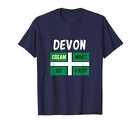 Devon T Shirt Cream Must Go First on Your Scone T-Shirt, Men, Navy Blue, Small