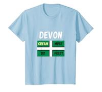 Devon T Shirt Cream Must Go First on Your Scone T-Shirt, Youth, Baby Blue, 2T