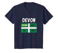 Devon T Shirt Cream Must Go First on Your Scone T-Shirt, Youth, Navy Blue, Large