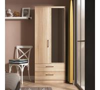 Devon Tall Combi Wardrobe - 2 Door - 1 Mirror - Oak