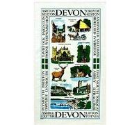 Devon Tea Towel Souvenir Gift Scenes Collage Sights White Towns Landmarks