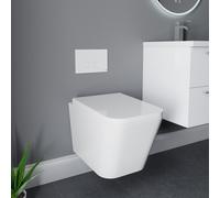 Devon Wall Hung Toilet with Soft Close Seat including Frame and Concealed Cistern with Flush Plate | White | ABS | 820mm