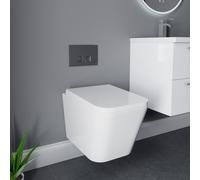 Devon Wall Hung Toilet with Soft Close Seat including Frame and Concealed Cistern with Polished Chrome Flush Plate | White | ABS | 820mm