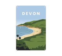 Devon Wall Sign - Devon Coast Metal Plaque Holiday Momento - Wall Decor Souvenir Gift 28cm x 20cm