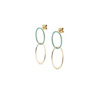 DEVON WOODHILL Yellow Gold Turquoise Double Circle Earrings One Size