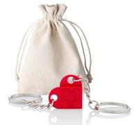 Devons Treasures Brick Heart Keyring, Couples Keychain Key Ring Gifts for Girlfriend Boyfriend 2 Pcs Matching Heart Colorful Keychains Couple Gifts Best Friend Keyring Set - Red