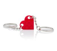 Devons Treasures Brick Heart Keyring, Couples Keychain Key Ring Gifts for Girlfriend Boyfriend 2 Pcs Matching Heart Colorful Keychains Couple Gifts Best Friend Keyring Set - Red (Keychain Only)