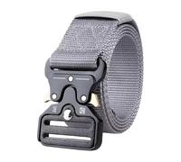 Devons Treasures Tactical Belt, Military Hiking Rigger Heavy Duty Nylon Web Work Belts for Men with Quick-Release Metal Buckle - Grey