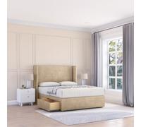 Devonshire Coniston Wingback Bed Set ,2 Drawers & 54" Floor Standing Headboard Sloomy Cream Double
