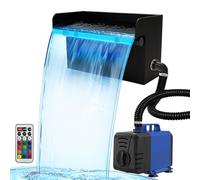 Devopet Pond Waterfall Spillway Kit, 12" Stainless Steel Spillway with Remote Control LED Lights, 660GPH Submersible Water Pump, Outdoor Waterfall Fountain for Water Feature, Garden, Backyard, Pool