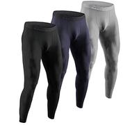 DEVOPS 2 or 3 Pack Men's Thermal Compression Pants, Athletic Leggings Base Layer Bottoms, 4# (Non-fly) Black / Charcoal / Light Grey, X-Large