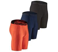 DEVOPS 3 or 5 Pack Compression Shorts Men Spandex Sport Shorts Athletic Workout Running Performance Baselayer Underwear, 2# (Basic) - Black / Orange / Navy, Medium