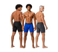 DEVOPS 3 or 5 Pack Men's Compression Shorts with Pocket/Non-Pocket, 2# (Basic) - Black / Charcoal / Blue, Medium