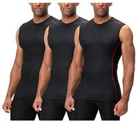 DEVOPS 3 Pack Men's Athletic Compression Shirts Sleeveless, 1# (3 Pack) Black / Black(gray) / Black(red), XL