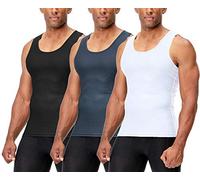 DEVOPS 3 Pack Men's Muscle Dry Fit Compression Tank Top, #2 [3 Pack] Black / Charcoal / White, S
