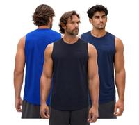 Devops 3 Pack Men's Muscle Shirts Sleeveless Dri Fit Gym Workout Tank Top, Black/Blue/Navy, Medium