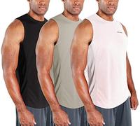 DEVOPS 3 Pack Men's Muscle Shirts Sleeveless Dry Fit Gym Workout Tank Top, Black / Gray / White, S