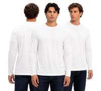 DEVOPS 3 Pack Men's Sun Protection UPF 50+ Long Sleeve T-Shirts Quick Dry, 1# (3 Pack) White/White/White, XL