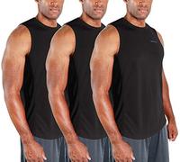 DEVOPS 3 Pack Sleeveless Men's Muscle Shirts Dry Fit Tank Top, Black / Black / Black, XL