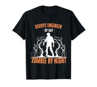 Devops Engineer by Day Zombie by Night Fun Halloween Creepy T-Shirt