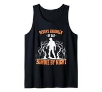 Devops Engineer by Day Zombie by Night Fun Halloween Creepy Tank Top