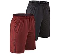 DEVOPS Men's 2-Pack Loose-Fit 10" Workout Gym Shorts with Pockets, 1# Basic (Black / Brick), Medium