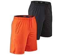 Devops Men's 2-Pack Loose-Fit 10" Workout Gym Shorts with Pockets, 1# Basic (Black/Orange), Large