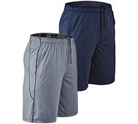 DEVOPS Men's 2-Pack Loose-Fit 10" Workout Gym Shorts with Pockets, 1# (Navy / Steel), X-Large