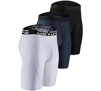DEVOPS Men's Compression Shorts Underwear with Pocket (3 Pack), 2# (Basic) - Black / Charcoal / White, X-Large