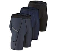 DEVOPS Men's Compression Shorts Underwear with Pocket (3 Pack) - blue - XX-Large