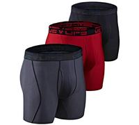 DEVOPS Men's Perfomance Cool Dry Mesh Underwear Boxer Trunk 6-inch Brief (3 Pack), 6-inch_(black / Charcoal / Red), L