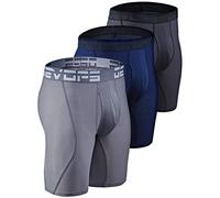 DEVOPS Men's Perfomance Cool Dry Mesh Underwear Boxer Trunk 6-inch Brief (3 Pack), 9-inch_(charcoal / Navy / Steel), XL