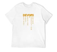 Devops The Real Definition of Devops Unisex T-Shirt Printed Tee White Mens Top Shirt L