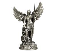 DevotedWalls 10.2" H Saint Raphael Statue, Archangel St. Raphael with Name Plate on Base,Travel Protection Patron Archangel Saint St. Rafael, Estatua del Arcángel San Rafael（Silver Color）