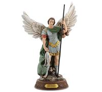 DevotedWalls 10.2"H Saint Raphael Statue Painted in Full Color, Angel St. Raphael with Name Plate on Base,Travel Protection Patron Archangel Saint St. Rafael, Estatua del Arcángel San Rafael Figurine