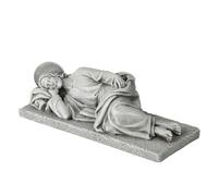DevotedWalls 9 inch L Sleeping Joseph on Slab Statue, Peacefully Praying Patron（Stone Color）