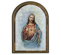 Devotional Wall Plaque with Gold Highlights (Sacred Heart of Jesus)