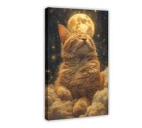 Devouring The Starry Sky Abstract Cat Canvas Poster Wall Art Decor Print Picture Paintings for Living Room Bedroom Decoration 12x18inch(30x45cm)