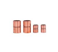 DeVow 1/4" 3/8" 1/2" 8 10 14 15 16 18mm ID Pure Copper End Feed Solder Coupling Plumbing Fitting Coupler for Air Condition(ID 16mm Wall 0.8mm)
