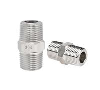 DeVow 1/8" 1/4" 3/8" 1/2" 3/4" 1" BSPT BSPP BSP NPT Male Thread 304 Stainless Steel Hex Nipple High Pressure Pipe Fitting Coupler(316 Stainless Steel,BSPP1I4)