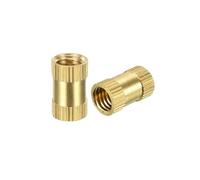 DeVow 10PCS Knurled Threaded Insert Nuts 1/4"-20 X 6mm(L) X 8mm(OD)/ M3/8x5/12/16mm(L) x4/10mm (OD) Female Thread Brass Embedment Nut(Size 4)
