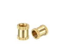 DeVow 10PCS Knurled Threaded Insert Nuts 1/4"-20 X 6mm(L) X 8mm(OD)/ M3/8x5/12/16mm(L) x4/10mm (OD) Female Thread Brass Embedment Nut(Size 2)