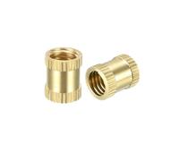 DeVow 10PCS Knurled Threaded Insert Nuts 1/4"-20 X 6mm(L) X 8mm(OD)/ M3/8x5/12/16mm(L) x4/10mm (OD) Female Thread Brass Embedment Nut(Size 3)