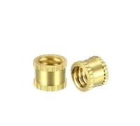 DeVow 10PCS Knurled Threaded Insert Nuts 1/4"-20 X 6mm(L) X 8mm(OD)/ M3/8x5/12/16mm(L) x4/10mm (OD) Female Thread Brass Embedment Nut(Size 1)