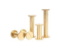 DeVow 2/5/10set M4 M5 Brass Rivet Slotted Knurled Album Binding Screw Ledger Peg Account Book Docking Screws(M4x52mm(5set))