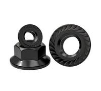 DeVow 304 Stainless Steel Black Metric Flange Nut Hard Coating Scratch Resistant M3M4M5M6M8M10M12 M14 M16 M20 Serrated Hex Nuts(M3-(50Pcs))