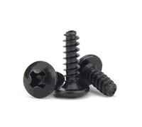 DeVow 50pcs M3 M3.5 M4 Black Zinc/Nickel Plated/ 304 Stainless Steel Cross Mushroom Truss Head Flat End Self Tapping Screws(Black Zinc Plated,12MM_M4 X50PCS)